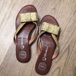 Jeffrey Campbell Gold Glitter Bow Sandals